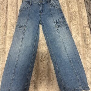 abercrombie kids light blue high rise ultra wide leg jeans